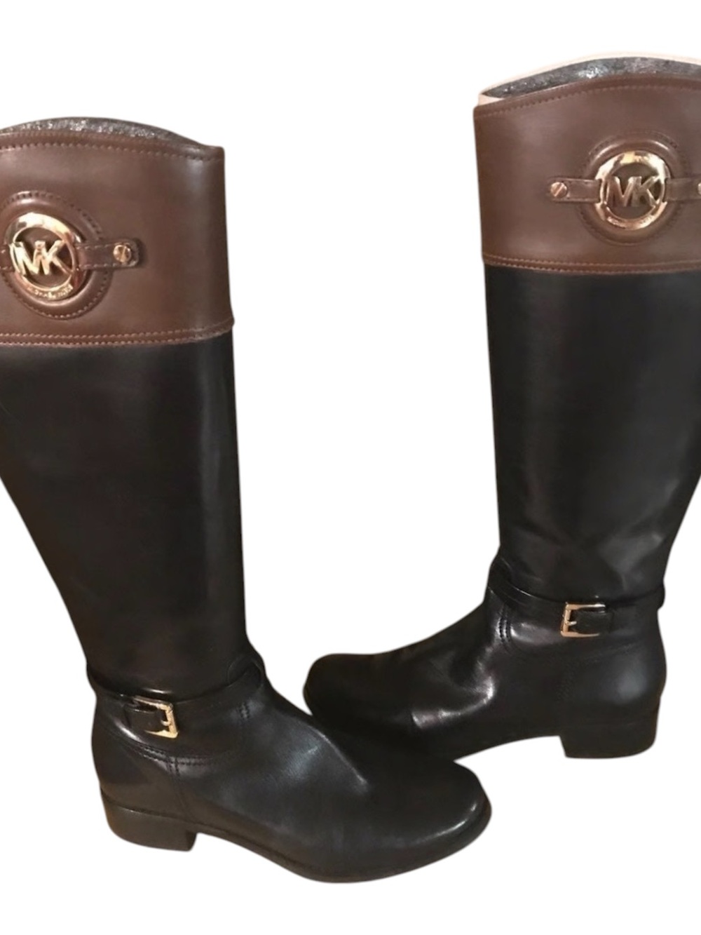 Michael Kors Stockard Fulton Harness Two-toned tall leather Boots Size 7 - Picture 1 of 6